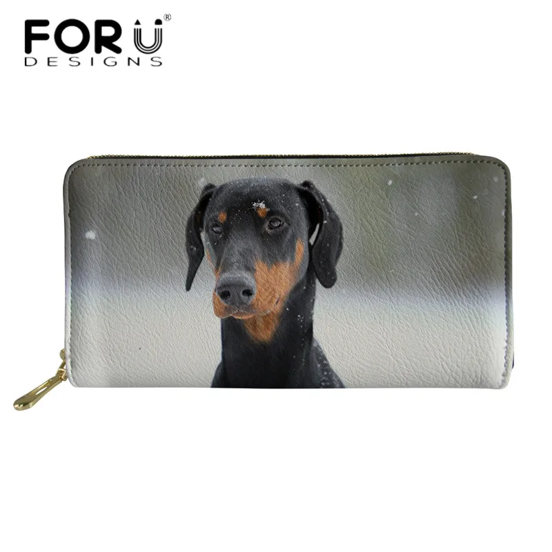 CJ0696Z21 FORUDESIGNS/Новое поступление, сумка для денег, для женщин, собака добермана, с 3D принтом, длинный кожаный бумажник, фирменный дизайн, PU кошельки для дам, девушек, на молнии - Цвет: CJ0696Z21