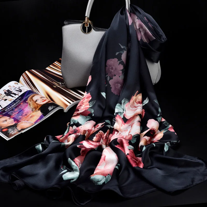 Hangzhou Natural Double Silk Scarf For Women Luxury Brand Real Silk Headscarves Ladies Pure Silk Scarfs Shawls Wraps - Цвет: Color 3