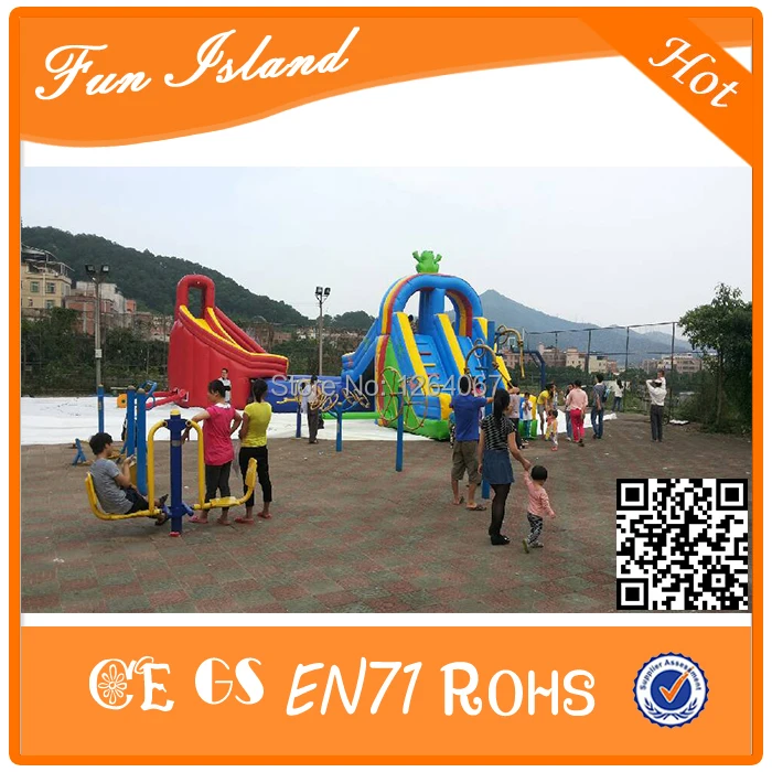 2017 надувной аквапарк и водная горка с бассейном для детей по индивидуальному