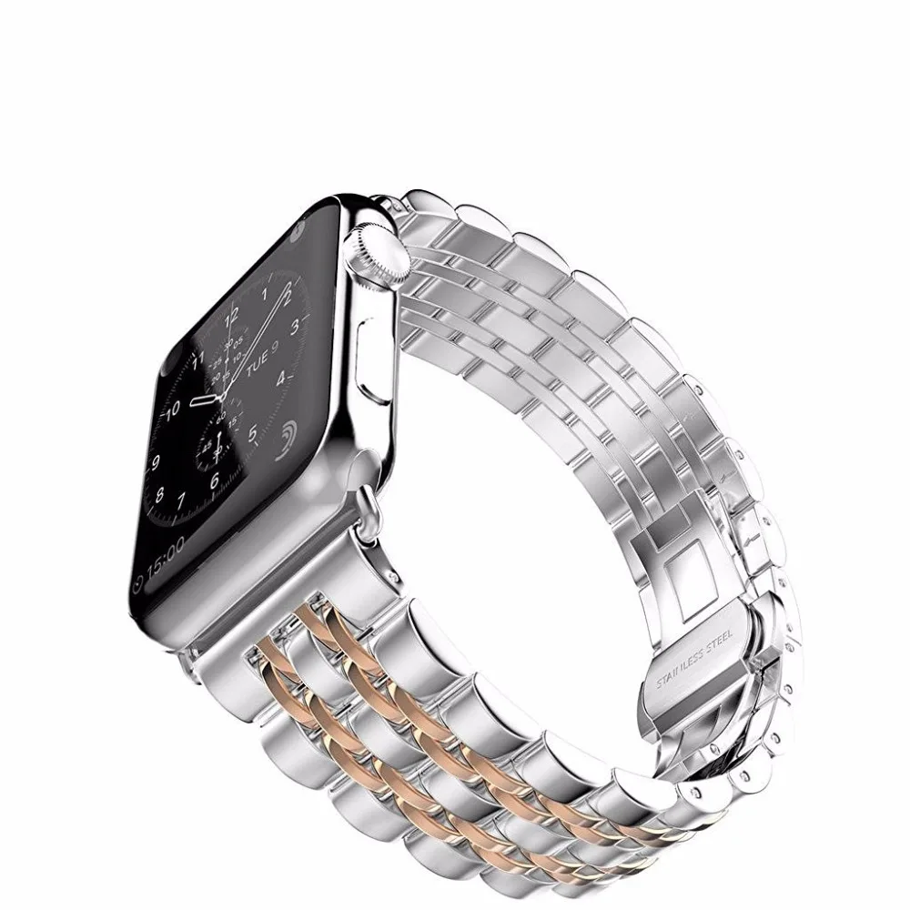 Ремешок хохлатый из нержавеющей стали для Apple Watch band 4 42 мм 38 3 браслет iwatch 44 мм/40