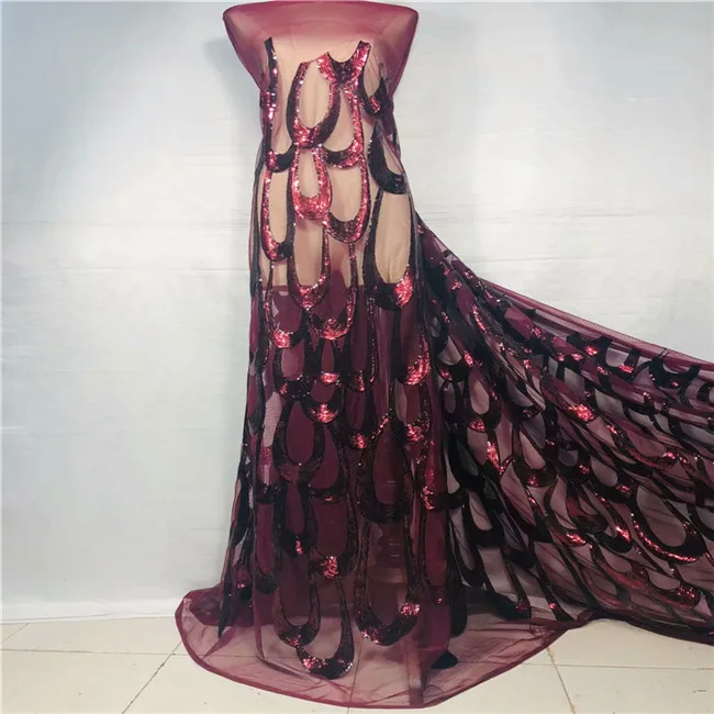 

wholesale! 5yards african lace fabric with sequins lace fabric ,nigerian lace fabric 2019 high quality lace fabric free shipping