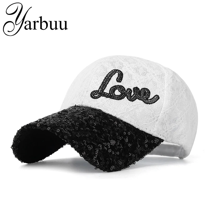 

[YARBUU]Baseball caps with Sequins Design snapback Brand cap new fashion casquette bone hat for women Female Lace sun cap