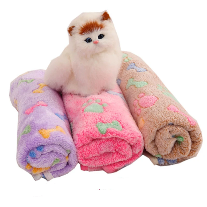 

Pet Blanket Winter Dog Cat Bed Mat Foot Print Star Warm Sleeping Mattress Small Medium Dogs Cats Coral Fleece Pet Supplies