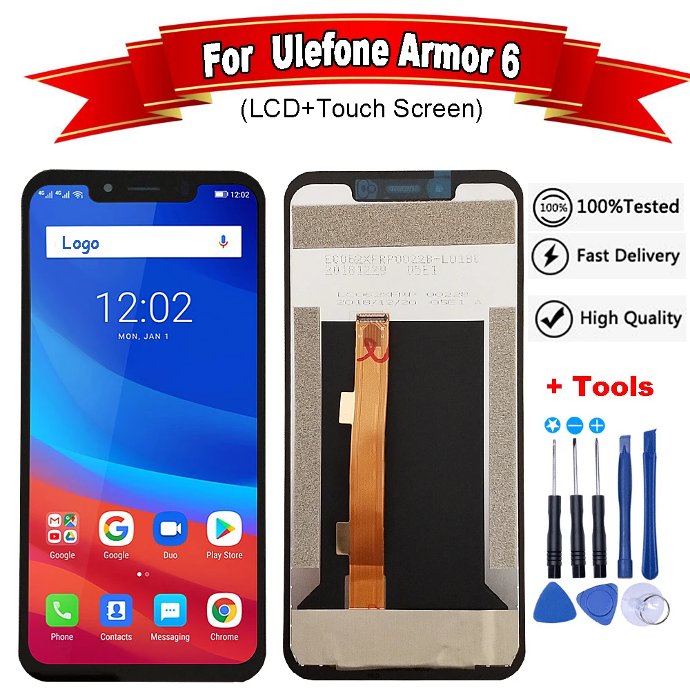 6,2 дюймов для Ulefone Armor 6 ЖК-дисплей и сенсорный экран 5,85 дюймов Ремонт для Uefone Armor 6 телефон+ Инструменты