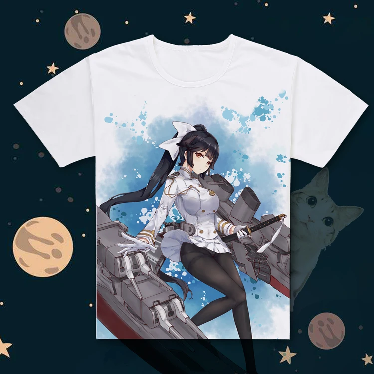 Горячая игра Azur Лэйн печать Atago футболка с короткими рукавами o-образным вырезом IJN Niizuki футболка крутые футболки летние топы