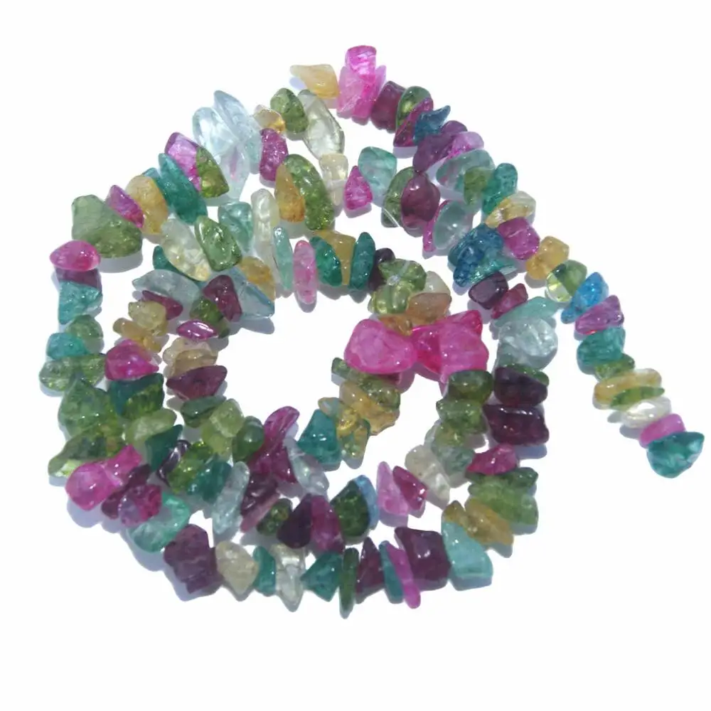 Colorful Glass 2 Натуральный камень 5-8 мм неправильной формы чипа свободной формы бисера розовый кварц аметисты Агаты лазурит для самостоятельного изготовления ювелирных изделий браслет - Цвет: Colorful Glass 2
