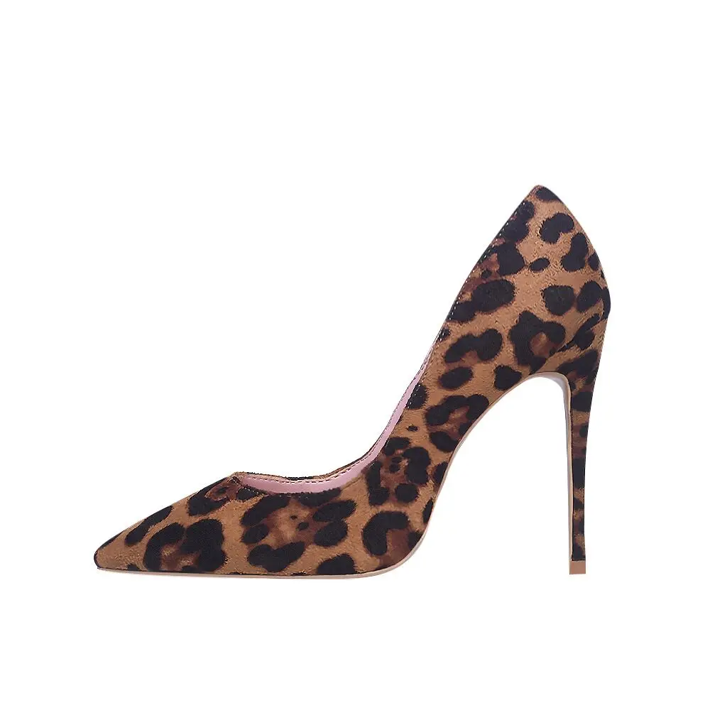 Leopard Flock 10cm Женские туфли-лодочки на высоком каблуке 12 см; женские туфли на шпильке; женские пикантные Туфли на каблуке для выпускного; свадебные туфли; цвет черный, серебристый; большие размеры 6-12 - Цвет: Leopard Flock 10cm