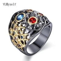 new neo gothic wide rings gridiron design black gold 2 tone color jewelry female unique accessories cool finger ring