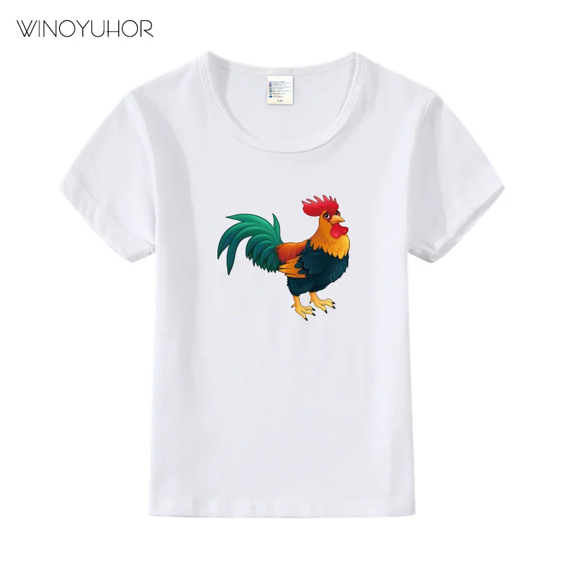 

Cartoon Cock Printed T-shirt Baby Boys Short Sleeve T Shirt Summer Funny Cute Chicken Girls Tops Children Clothes High Quality