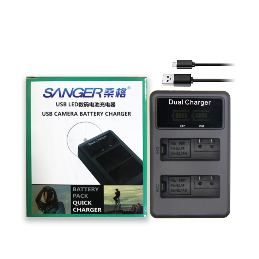 Двойное светодиодный устройство USB SANGER для фотоаппарата Nikon P7800 P7100 D5300 D5200 D3200 D3300