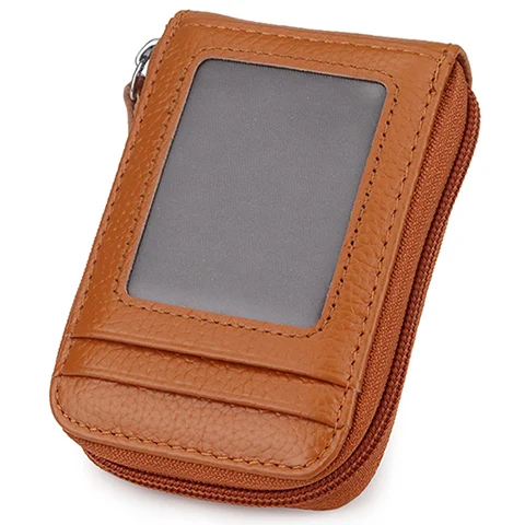 Dark Yellow COMFORSKIN Brand Genuine Leather Card Wallet Hot RFID Protection Large Capacity Card Holders New Arrivals Organ Style Card Case - Цвет: Dark Yellow