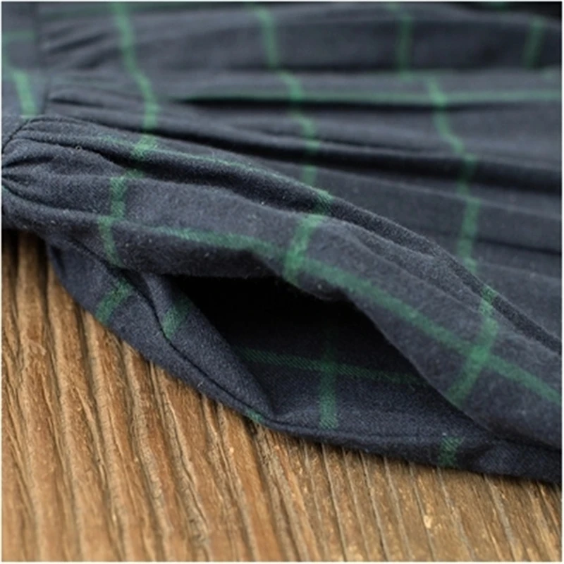 Женское клетчатое платье-рубашка повседневное длинное ТРАПЕЦИЕВИДНОЕ ПЛАТЬЕ