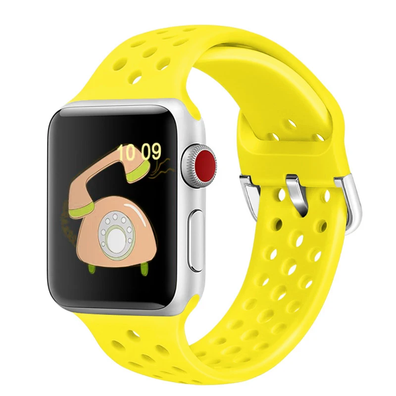 Совместимый резиновый ремешок для Apple Watch 4 5 40 мм 44 мм мягкий силиконовый спортивный дышащий ремешок для iWatch серии 5 4 3 2 1 38 мм 42 мм - Цвет ремешка: Color 9