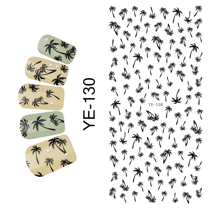 1X водная наклейка наклейки для ногтей пальмовое дерево Черный Коричневый