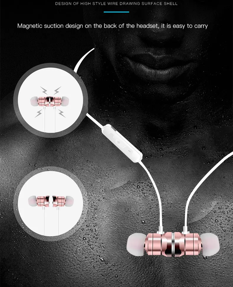Спорт бег наушники Bluetooth Беспроводной стерео вкладыши магнит с микрофоном для