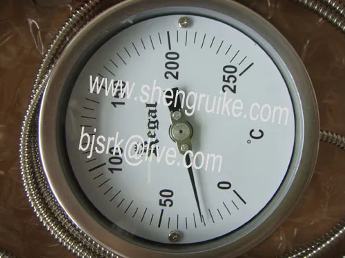 Удаленный биметаллический термометр с капиллярным циферблатом 3 дюйма|bimetal