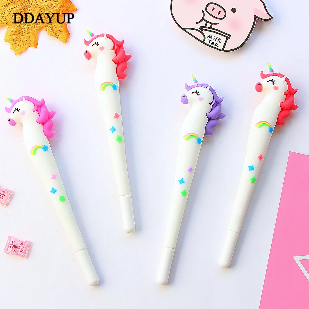 Симпатичные гелевая ручка с единорогом 0 5 мм Kawaii мульти Форма силикагель Пластик