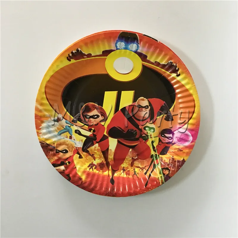 20 шт./лот тема Суперсемейка одноразовая посуда набор тарелок День Рождения