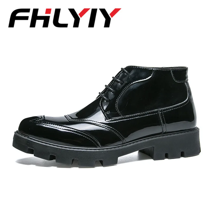 Brand Men Leather Boots Fashion Luxury Patent Ankle Shoes For Autumn Best Selling Office Working | Обувь
