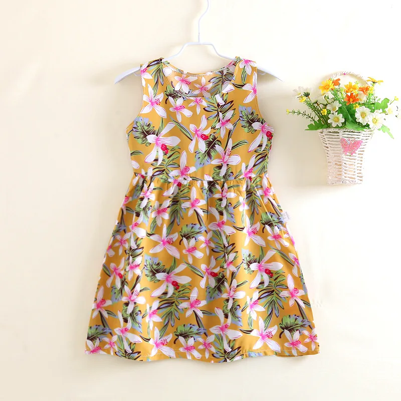 Floral Fashion Girls Dresses Sleeveless Summer Kids Cute High Quality O-neck Dress | Детская одежда и обувь