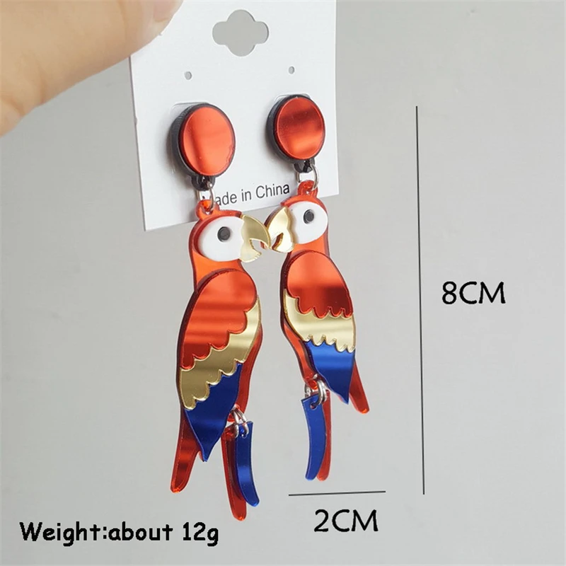 Симпатичные Красочные акриловые серьги Donarsei в виде попугая для женщин ацетатные