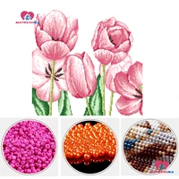 3d beads embroidery tulip beadwork crafts beaded cross stitch pattern home decro accessories pearl embroidery partial embroidery