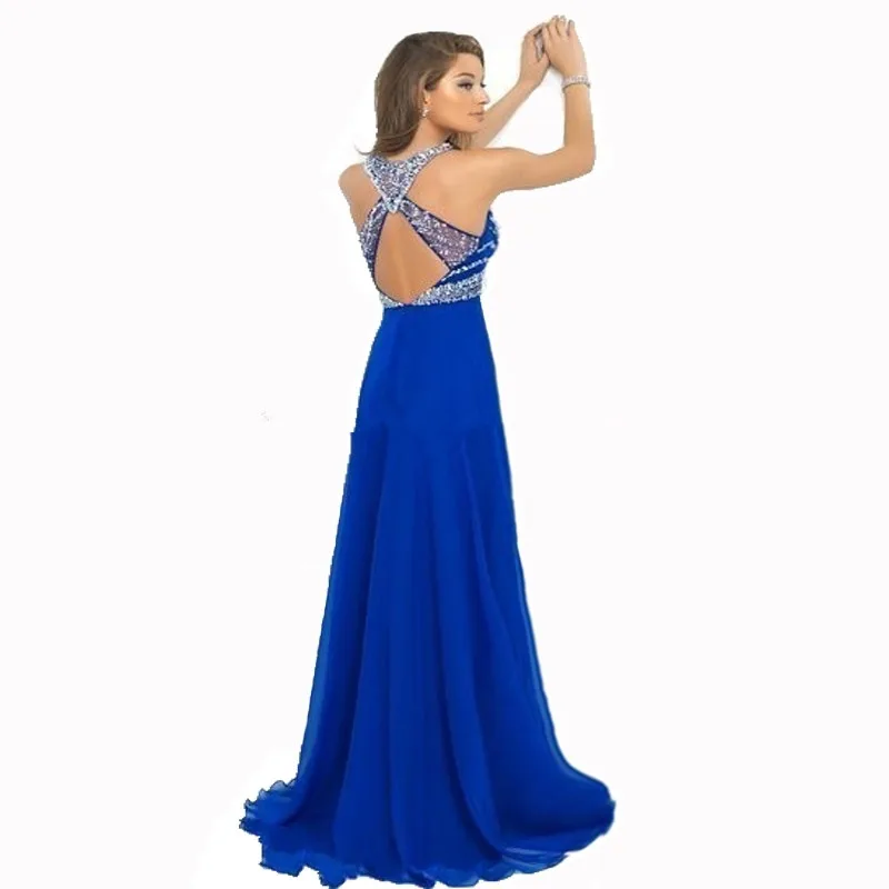 Быстрая доставка элегантный королевский синий платье выпускного вечера повод