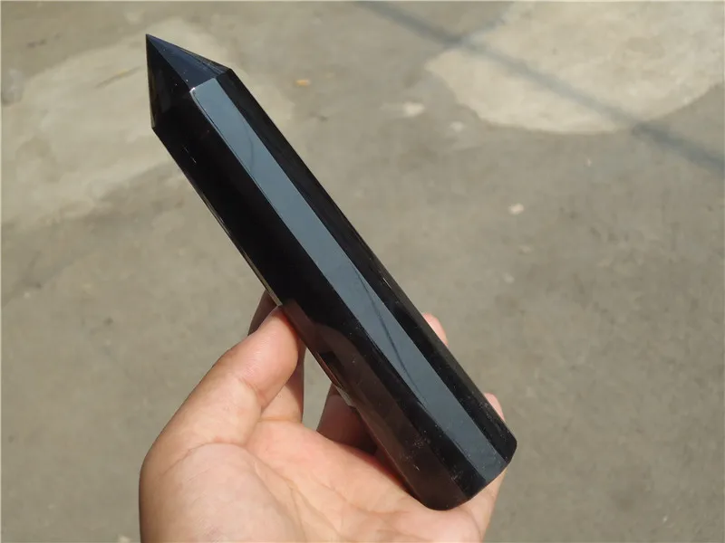 

Исцеляющая палочка из натурального черного обсидиана, кристалл кварца, 156 мм