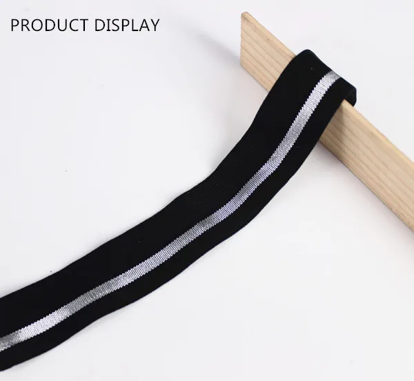 

19mm Black Silver Elastic Stretch Ribbon Tape Trim Band Strap Webbing Applique Sewing Supplies cinta for Costume Belt 40y/T1171