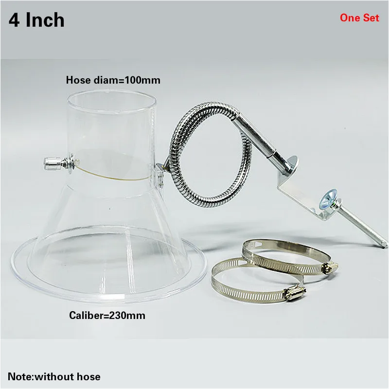 2.5/3/4 Inch fume exhaust hoods smoke hood formaldehyde purifier for factory assembly line home improvement transparent horn |