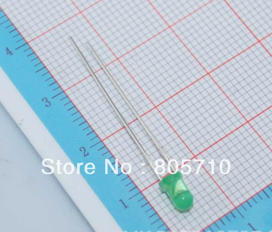 Зеленый светодиодный светильник. 3 мм зеленый Рассеянный Объектив круглый