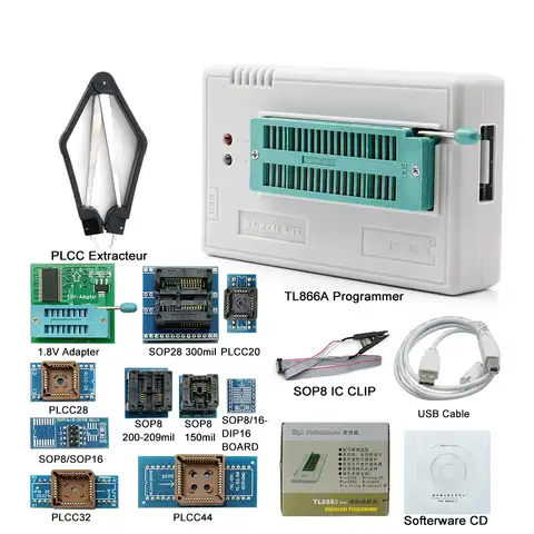 Программатор Minipro TL866ii Plus TL866A TL866CS + 12 адаптеров EEPROM Универсальный Bios USB, бесплатная доставка, 100% оригинал