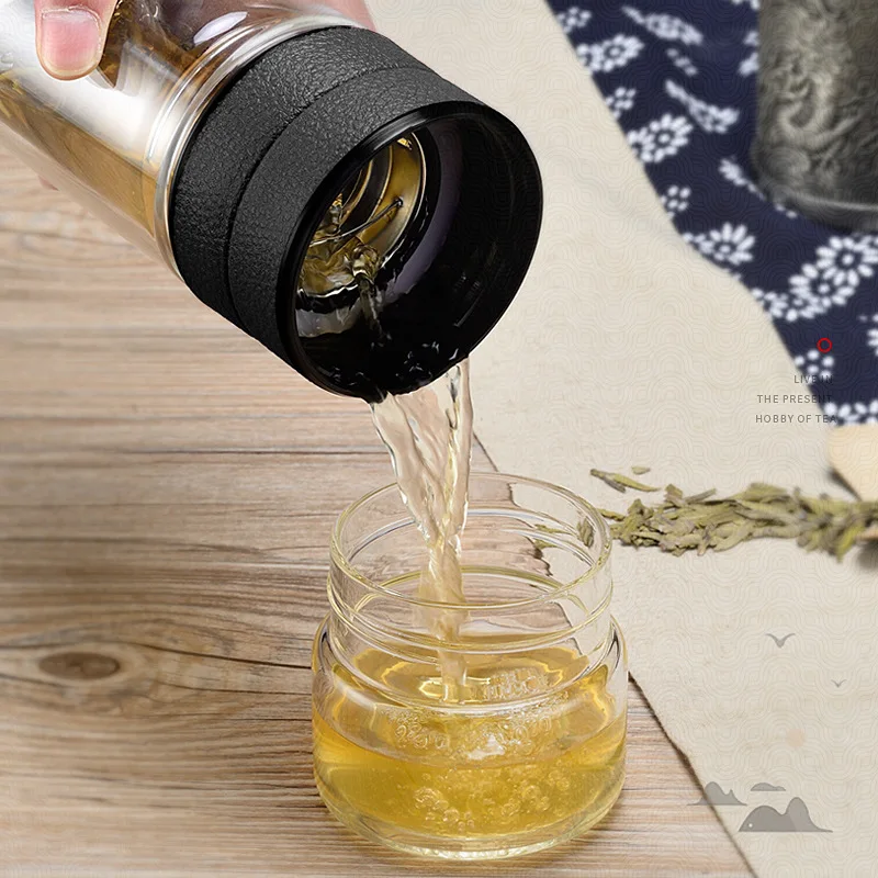 Креативная стеклянная бутылка для чая 500 мл термос напитков чашка с ситечком