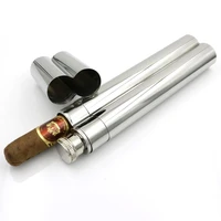 cigar tube reuseable stainless steel metal cigar tube silver cigarette box man portable pocket waterproof cigarette storage case