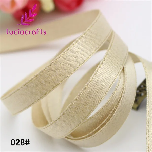 Lucia crafts 6/10/15/22 мм сплошной Цвет полиэстер рождественская атласная лента своими руками шитьё вручную Материал DIY Швейные аксессуары Q0603 - Цвет: 028 beige  5y