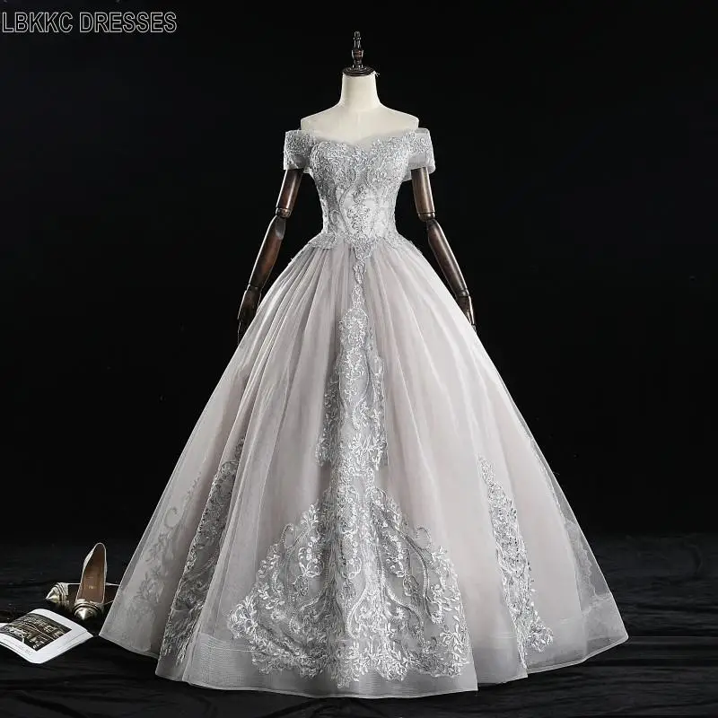 Светло серое платье с открытыми плечами для выпускного вечера Vestido Formatura Longo De Noite