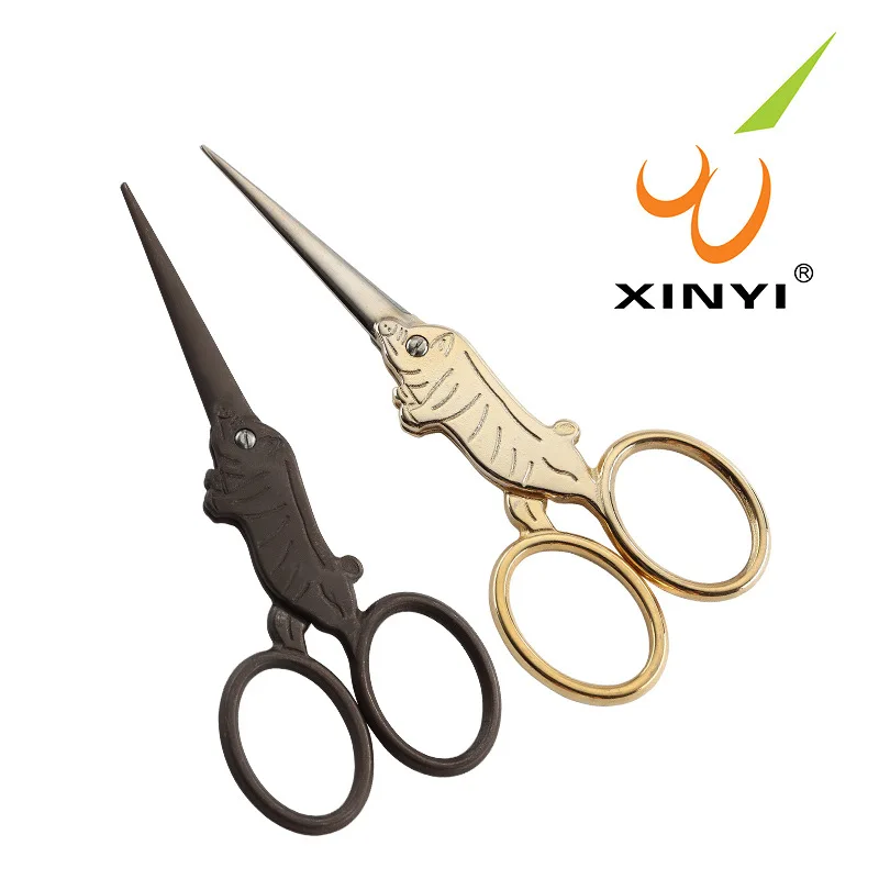 Свиные ножницы для бровей зодиак позолоченные ретро ресниц вышитые ручные мини