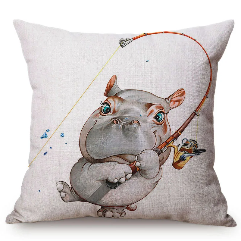 Забавный милый кот Рыбалка щенок воды цвет декоративный диван пледы наволочка