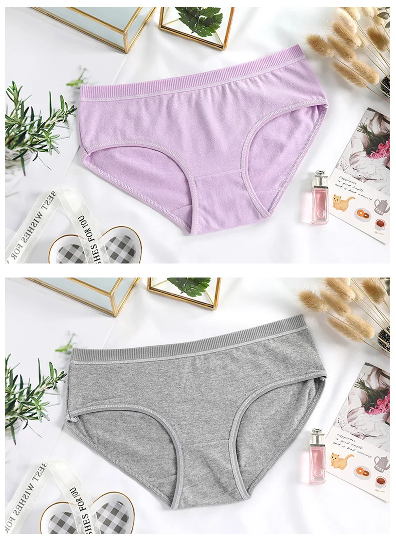 Free shipping 5pcs/lot women's underwear cotton breathable solid color large size cotton briefs lady panties girl AMA002