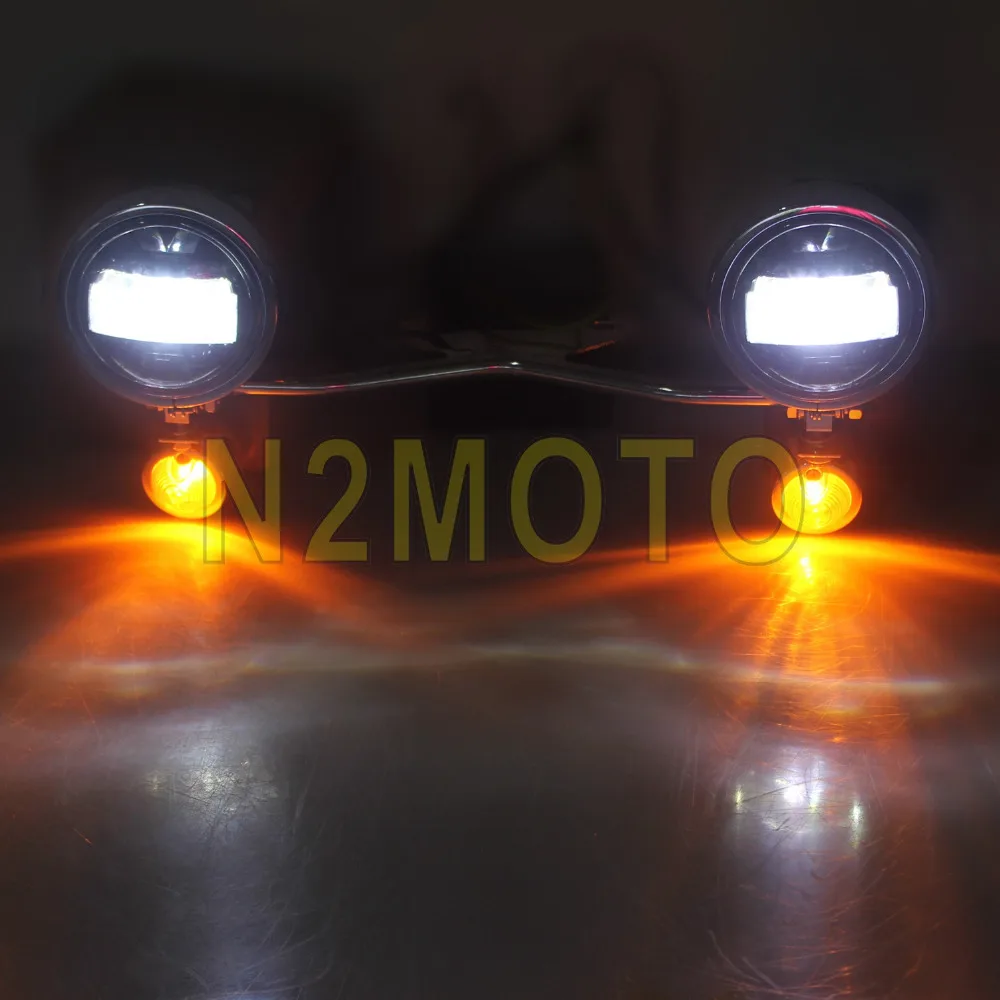 

Chrome Motorcycle Driving Passing Turn Signals LED DOT Spot Light Bracket Bar for Harley Suzuki Kawasaki Softail Fat Boy FLSTF