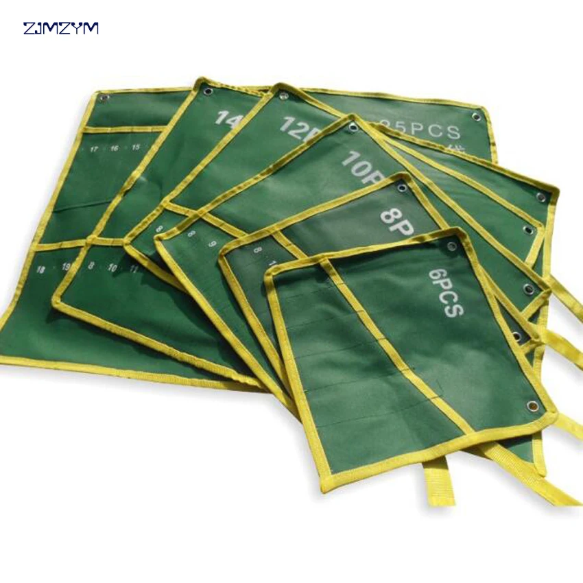 

Hot sale Durable 6/8/10/12/14/25 Pockets Canvas Spanner Wrench Bag Wrenches Tool Roll Up Storage Bags Organizer For Home Tools