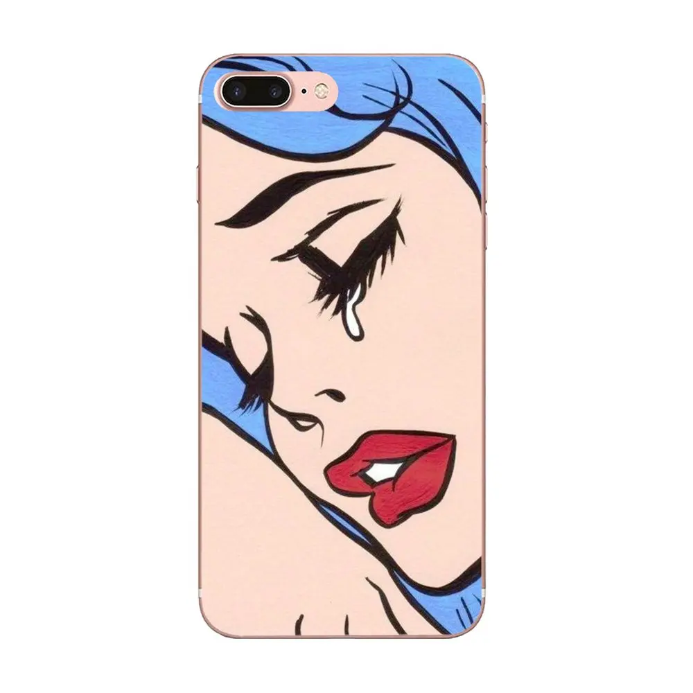 Рисунок ТПУ розовый плач девушка лицо для Apple iPhone X XS Max XR 4 4S 5 5C 5S SE 6 6S 7 8 Plus|Бамперы| |