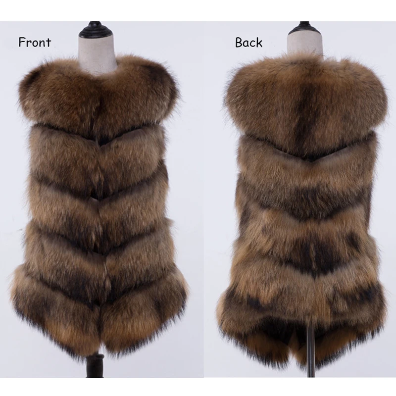 2018 New Real Fur Vest Natural Raccoon Parka Warm Thick Winter Jacket Women's Clothing Coat Luxury Streetwear | Женская одежда