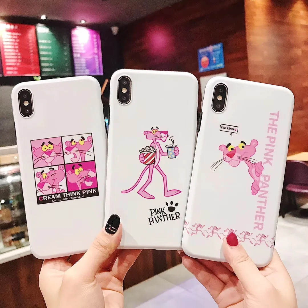 Cute cartoon expression package Pink Panther Victoria Case For iPhone 6 6s 7 8 Plus X XS MAX XR Luxury white secret imd Cover |