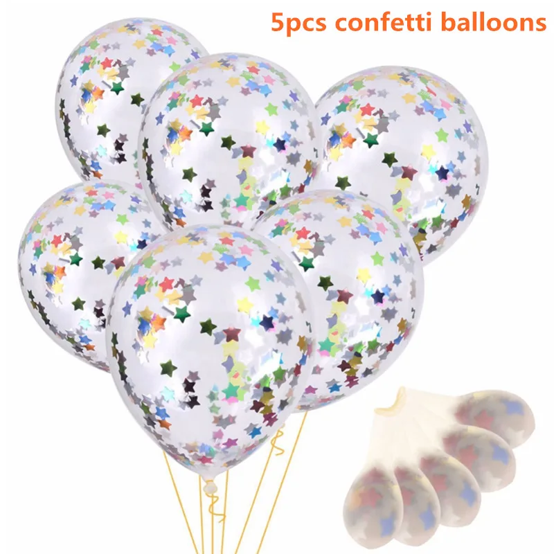 5pcs Star confetti С днем рождения Свадебные украшения прозрачный розовое золото воздушный шар "Конфетти" надувные Globos воздушный шар Детские вечерние принадлежности - Цвет: 5pcs Star confetti