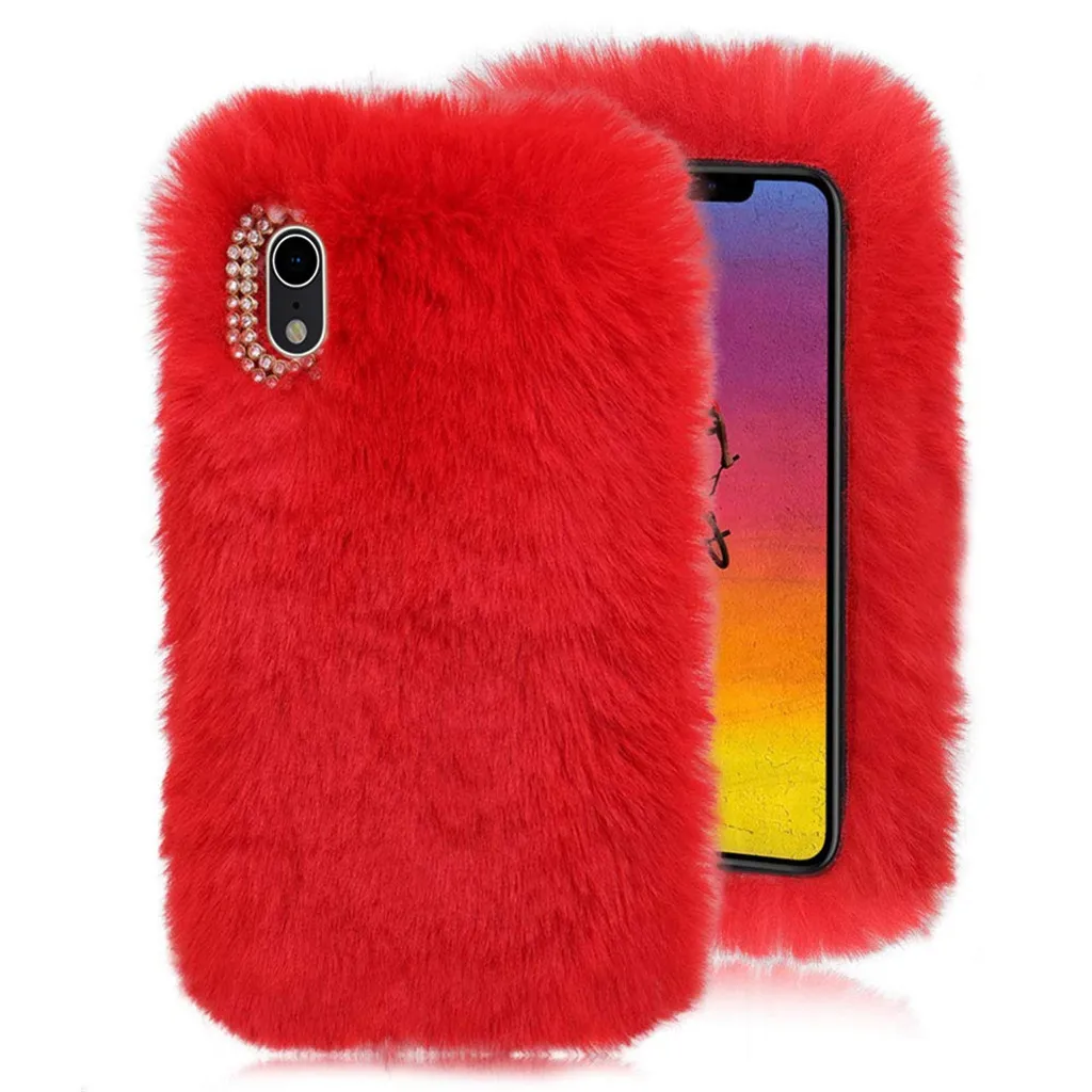 Для iPhone XR 6,1 дюймов чехол для телефона двухрядный плюшевый ударопрочный чехол для мобильного телефона# P3