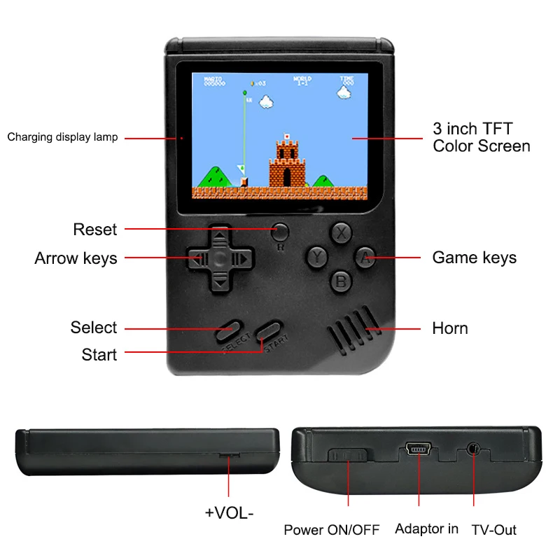 Брендовая портативная игровая консоль в стиле ретро геймпад плюс встроенные 168