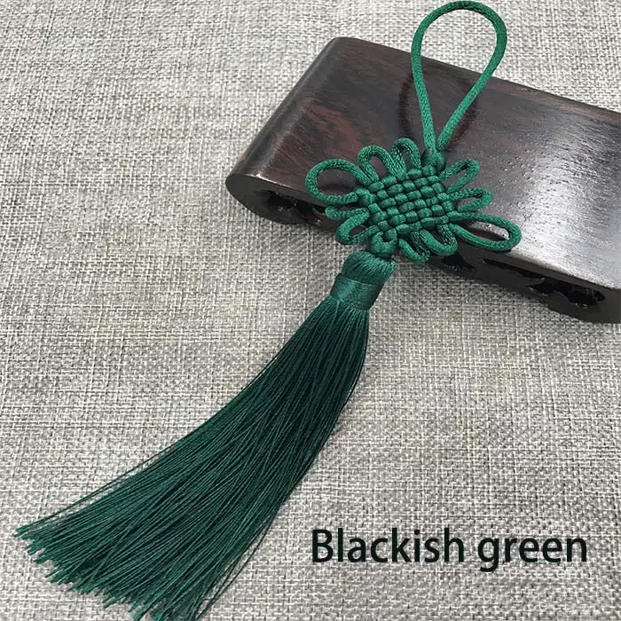 Blackish green 2 шт./лот, китайский узел, кисточка, шелковая бахрома, челка, цветок, кисточка, декоративная одежда для штор, аксессуары для украшения дома - Цвет: Blackish green