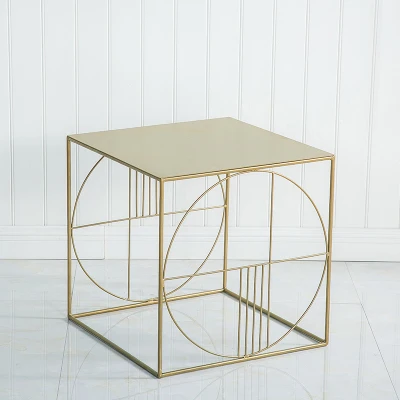 Style D 45X45X45H cm Прикроватный столик из кованого железа, простой современный журнальный столик, скандинавский диван, угловой столик, маленький квадратный столик - Цвет: Style D 45X45X45H cm