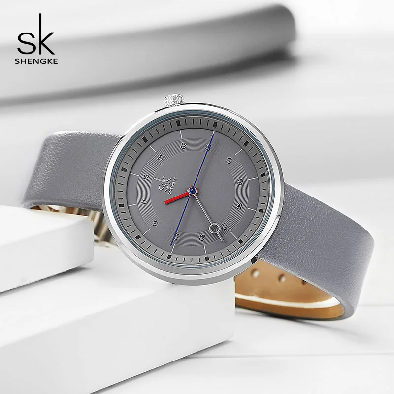

Shengke Brand Fashion Leather Watches Women Creative Quartz Watch Reloj Mujer 2019 SK Ladies Wrist Watch Women's Clock #K8044
